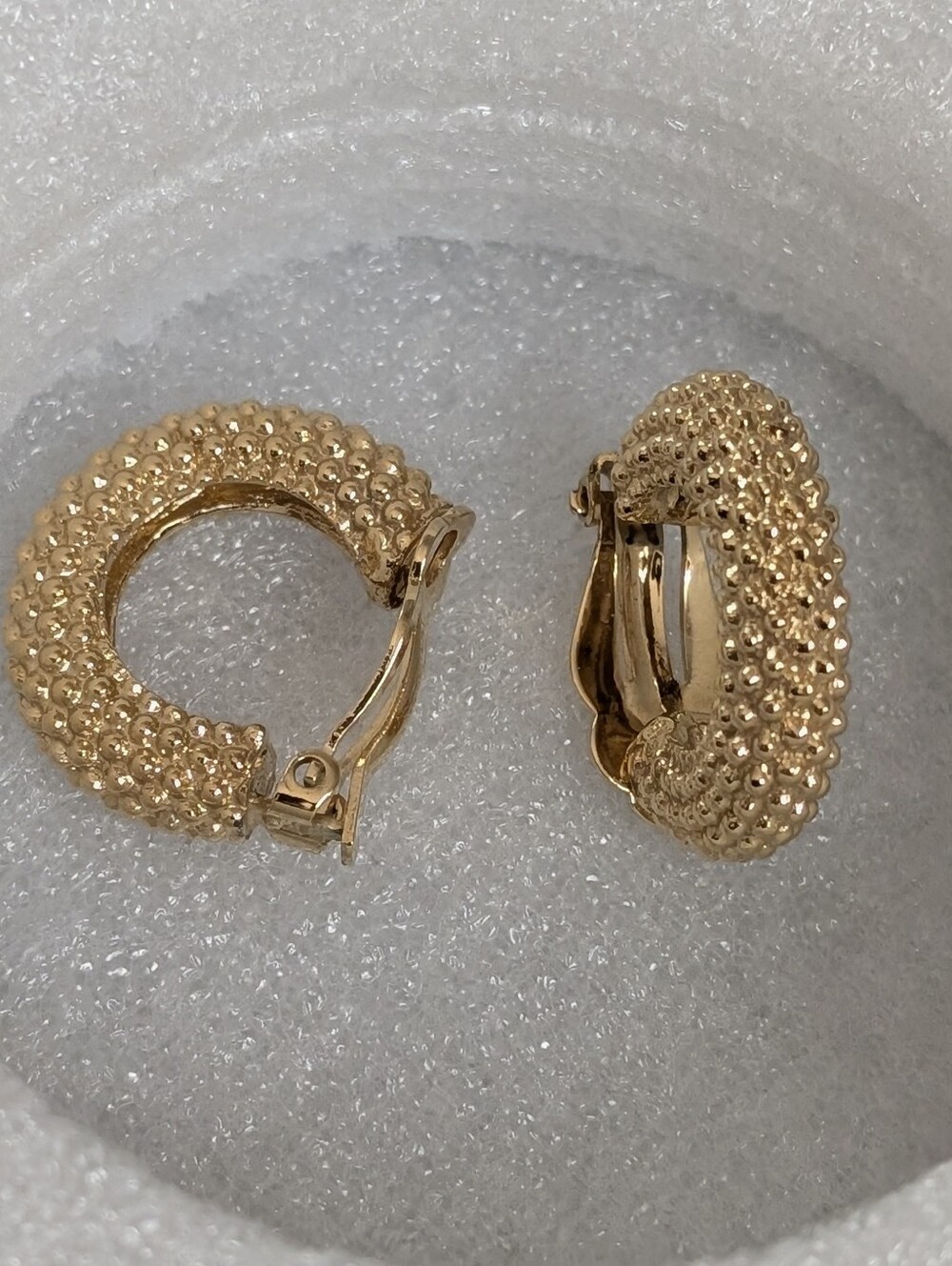 Givenchy Gold Textured Hoop Earrings Clip On